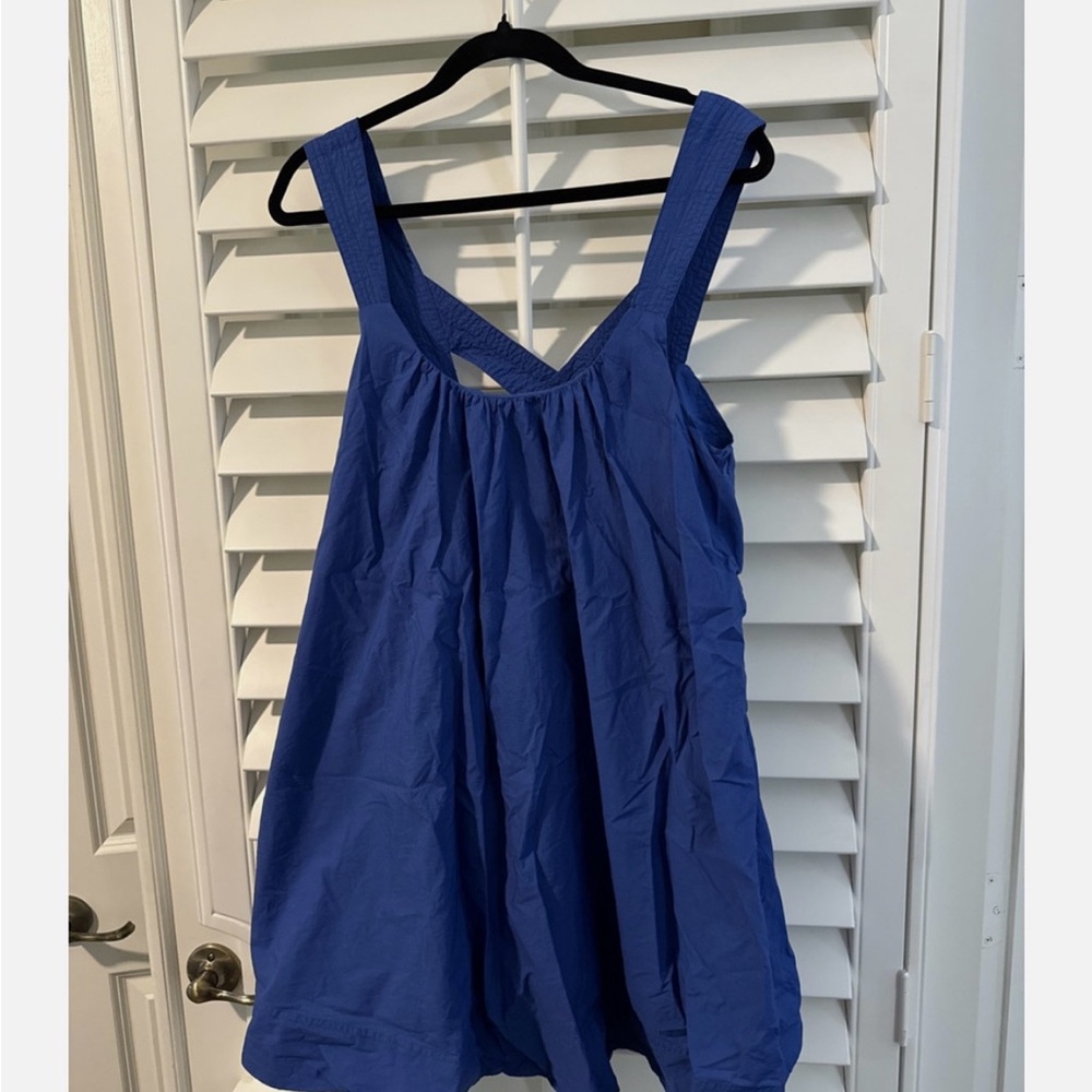 Anthropologie Blue Relaxed Cross Back Mini Dress